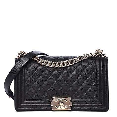 chanel boy quilted caviar new medium black leather shoulder bag|BOY CHANEL .